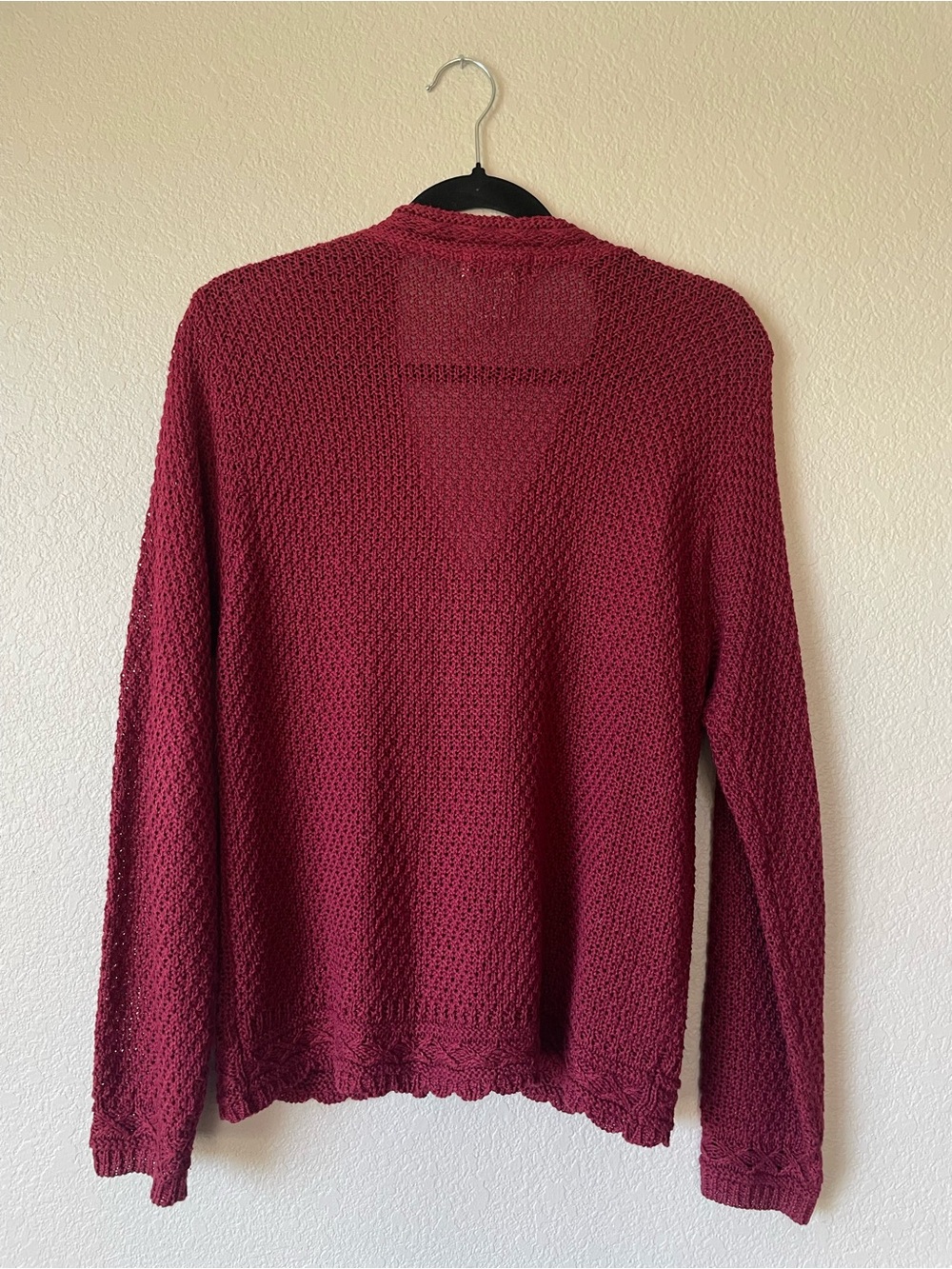 Vintage L.L.Bean Red Linen Blens Lace Crochet Button Front Cardigan Sweater S - Picture 2 of 6